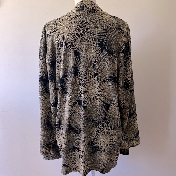 🌹JM Collection woman Jacket and Vest all in one black gold floral design sz 3X - Picture 6 of 13